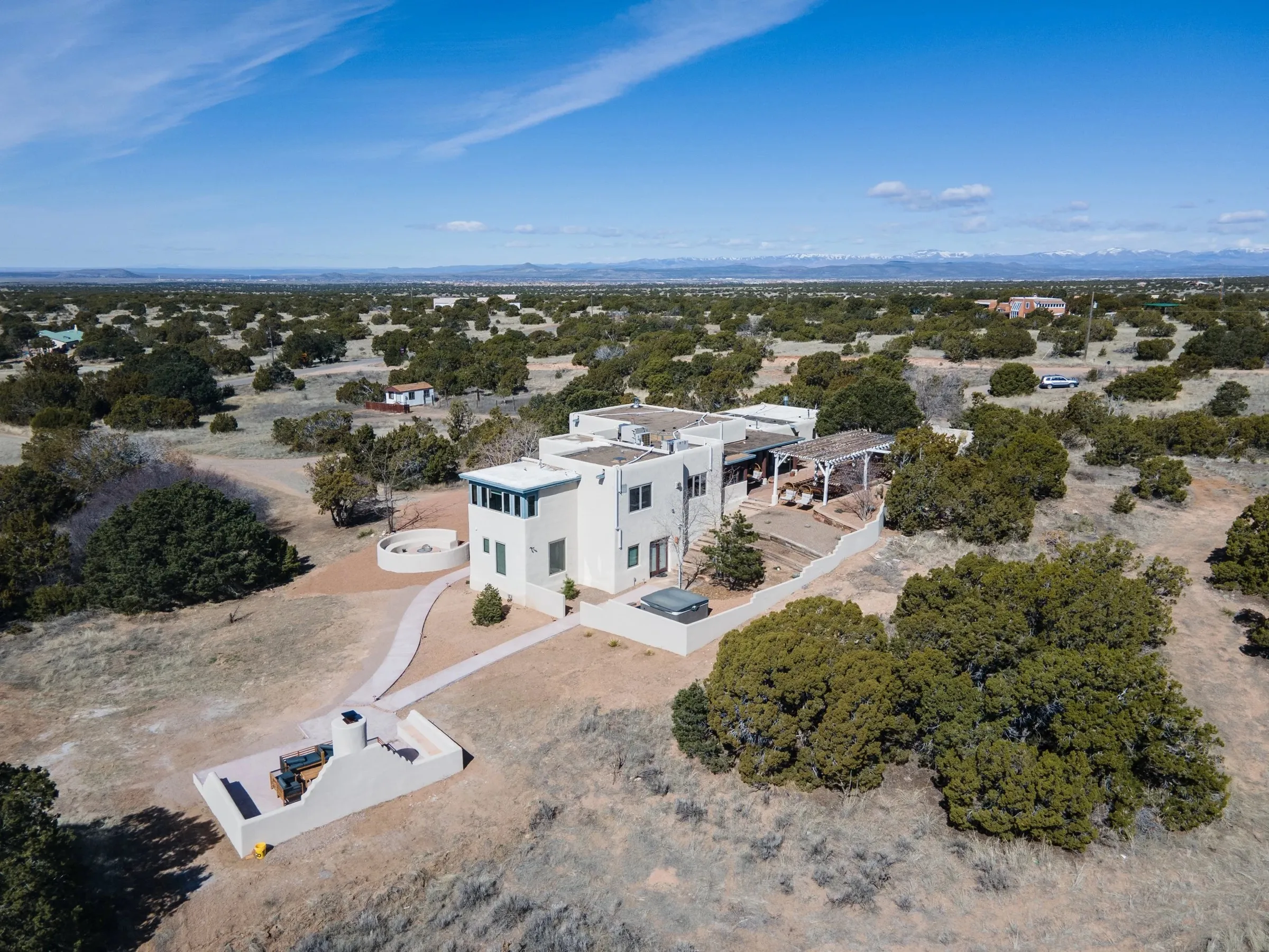 Casa de Camino from the air, on its Santa Fe acreage