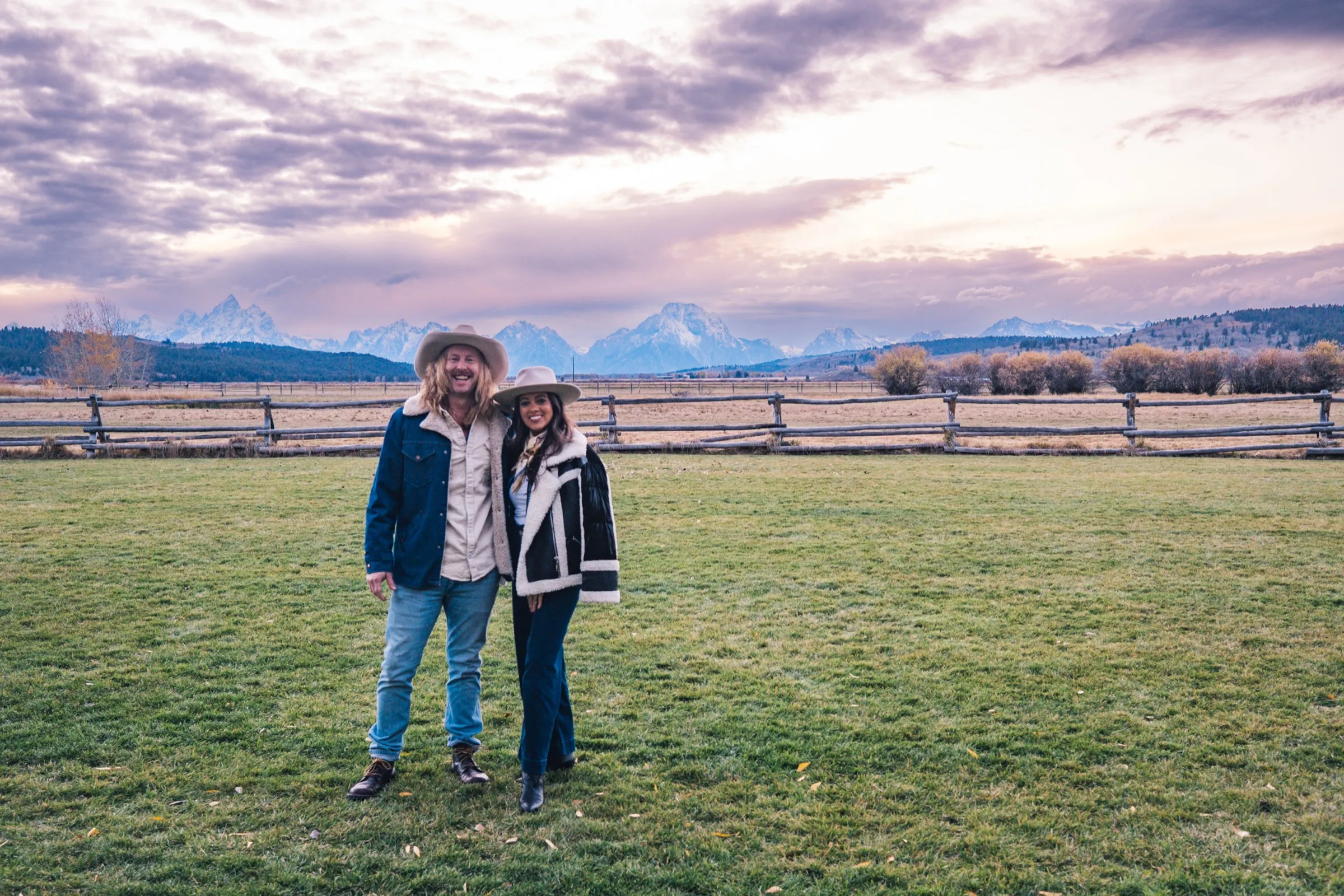 Jamey and Melissa in Jackson Hole, the Tetons behind them