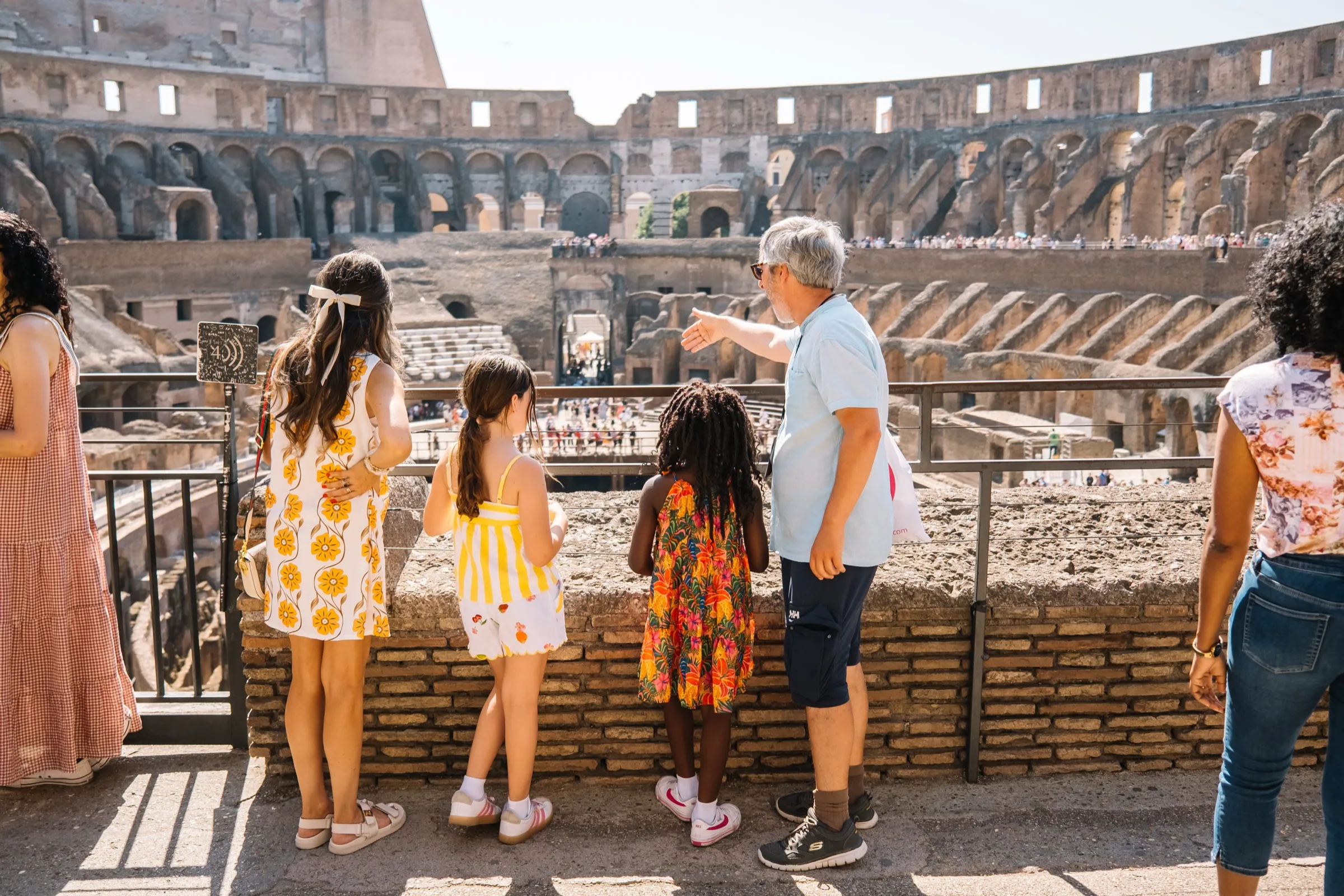 Melissa and the two girls inside the Colosseum, Rome